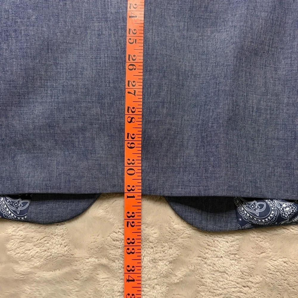 Chaps Blazer Sport Coat Jacket‎ Mens 50R Blue Chambray Polyester Preppy Classic